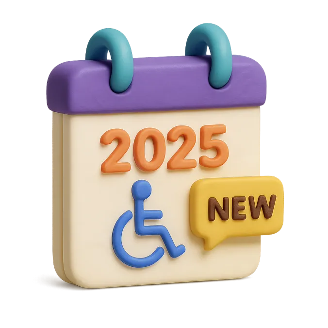 Kalendarz wskazujący rok 2025 z symbolem dostępności i oznaczeniem 'NEW'